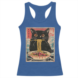 Japanese Ramen Racerback Tank Top Funny Graphic Tees Foodies Kawaii Cat Anime Gifts TS10 Royal Blue Print Your Wear