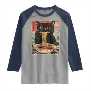 Japanese Ramen Raglan Shirt Funny Graphic Tees Foodies Kawaii Cat Anime Gifts TS10 Sport Gray Navy Print Your Wear