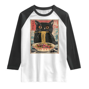 Japanese Ramen Raglan Shirt Funny Graphic Tees Foodies Kawaii Cat Anime Gifts TS10 White Black Print Your Wear