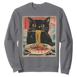 Japanese Ramen Sweatshirt Funny Graphic Tees Foodies Kawaii Cat Anime Gifts TS10 Charcoal Print Your Wear