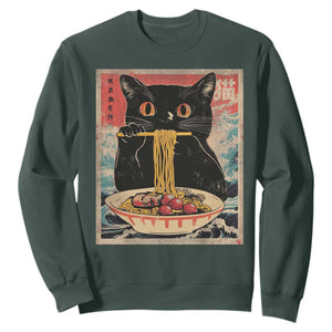Japanese Ramen Sweatshirt Funny Graphic Tees Foodies Kawaii Cat Anime Gifts TS10 Dark Forest Green Print Your Wear