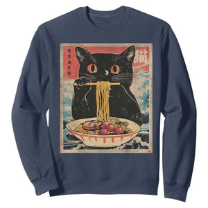 Japanese Ramen Sweatshirt Funny Graphic Tees Foodies Kawaii Cat Anime Gifts TS10 Navy Print Your Wear