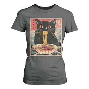 Japanese Ramen T Shirt For Women Funny Graphic Tees Foodies Kawaii Cat Anime Gifts TS10 Dark Heather Print Your Wear