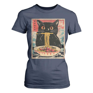 Japanese Ramen T Shirt For Women Funny Graphic Tees Foodies Kawaii Cat Anime Gifts TS10 Navy Print Your Wear