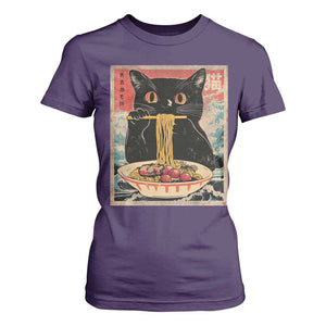 Japanese Ramen T Shirt For Women Funny Graphic Tees Foodies Kawaii Cat Anime Gifts TS10 Purple Print Your Wear
