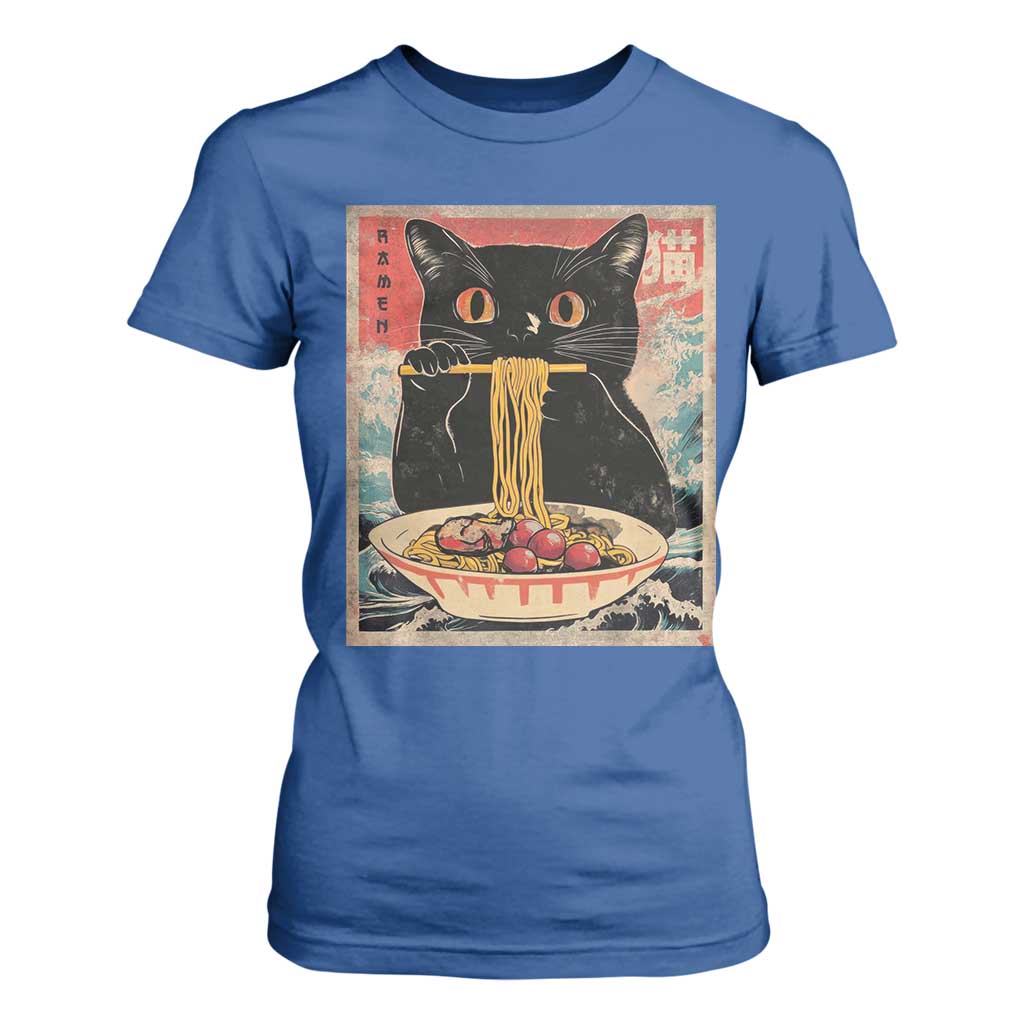 Japanese Ramen T Shirt For Women Funny Graphic Tees Foodies Kawaii Cat Anime Gifts TS10 Royal Blue Print Your Wear