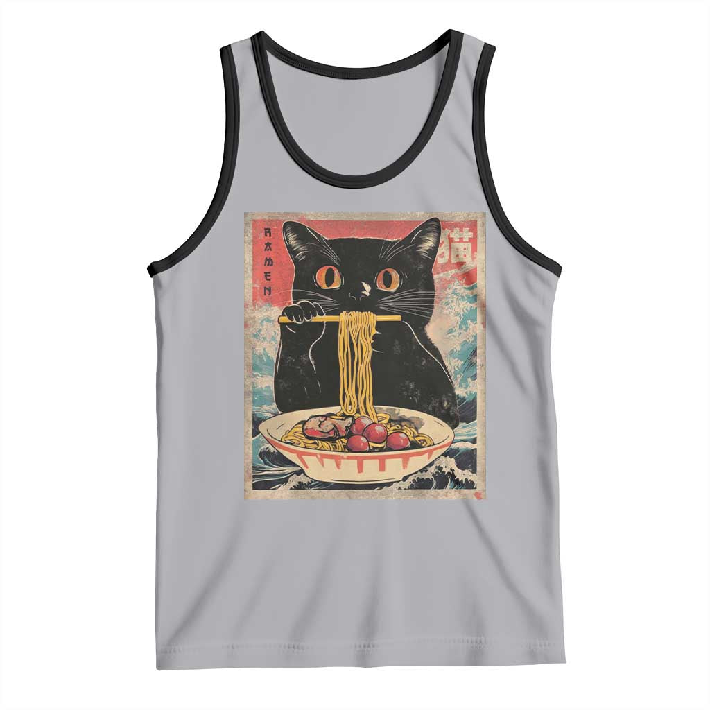 Japanese Ramen Tank Top Funny Graphic Tees Foodies Kawaii Cat Anime Gifts TS10 Athletic Heather Black Print Your Wear