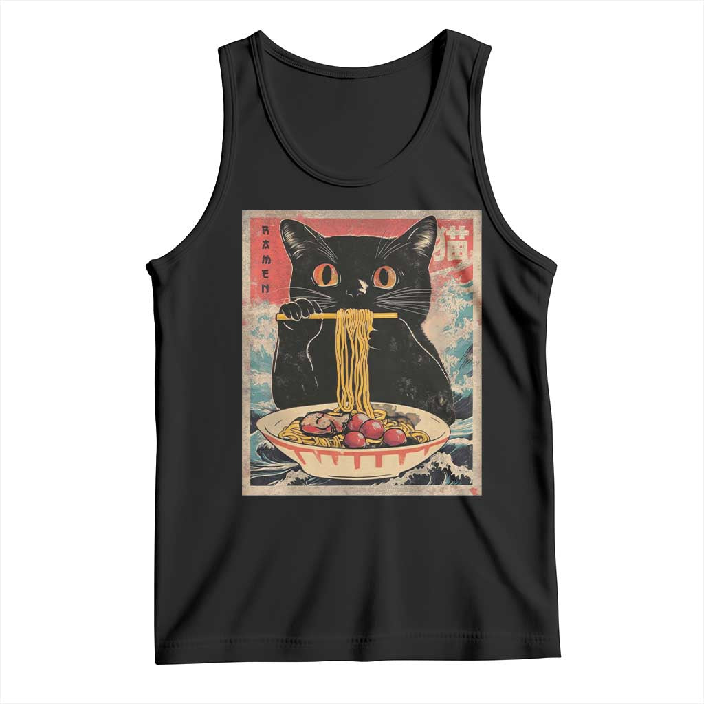Japanese Ramen Tank Top Funny Graphic Tees Foodies Kawaii Cat Anime Gifts TS10 Black Print Your Wear