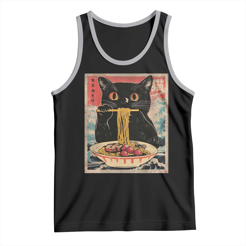 Japanese Ramen Tank Top Funny Graphic Tees Foodies Kawaii Cat Anime Gifts TS10 Black Athletic Heather Print Your Wear