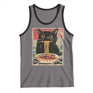 Japanese Ramen Tank Top Funny Graphic Tees Foodies Kawaii Cat Anime Gifts TS10 Deep Heather Black Print Your Wear