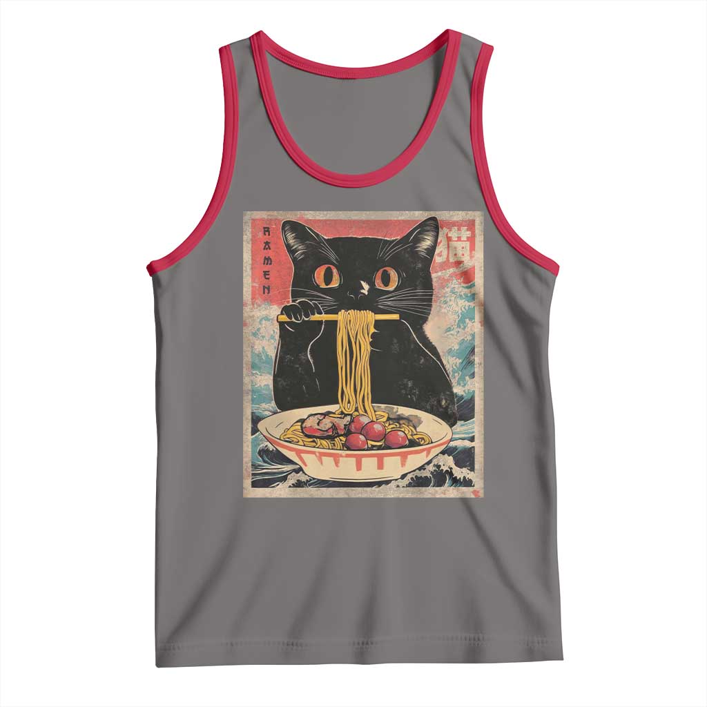Japanese Ramen Tank Top Funny Graphic Tees Foodies Kawaii Cat Anime Gifts TS10 Deep Heather Red Print Your Wear
