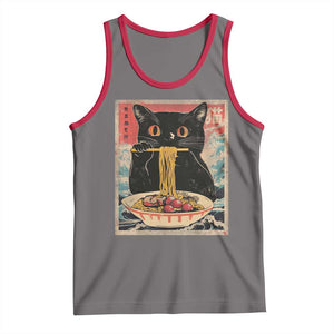 Japanese Ramen Tank Top Funny Graphic Tees Foodies Kawaii Cat Anime Gifts TS10 Deep Heather Red Print Your Wear