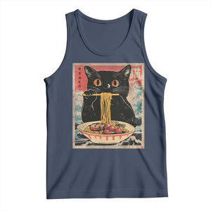 Japanese Ramen Tank Top Funny Graphic Tees Foodies Kawaii Cat Anime Gifts TS10 Navy Print Your Wear