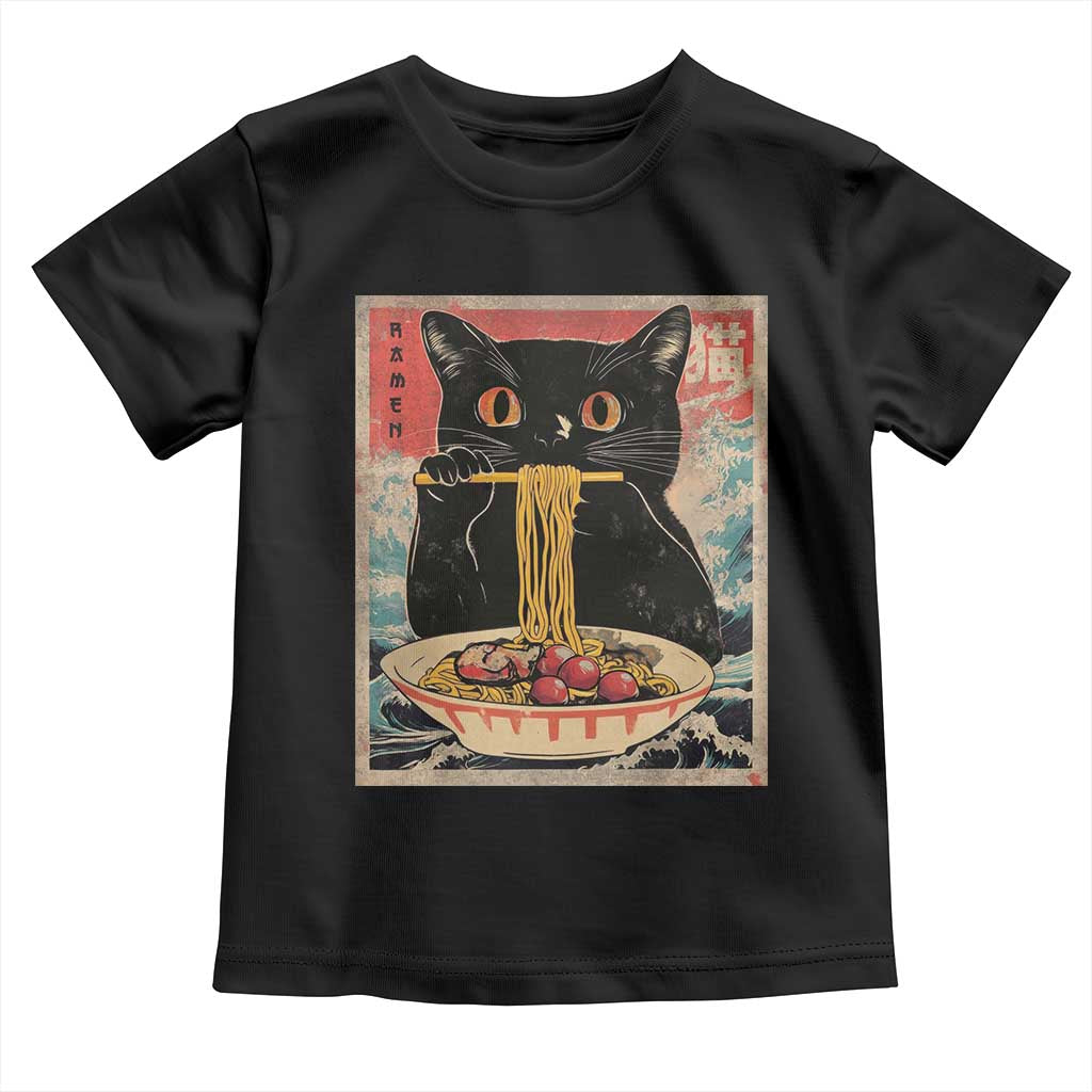 Japanese Ramen Toddler T Shirt Funny Graphic Tees Foodies Kawaii Cat Anime Gifts TS10 Black Print Your Wear