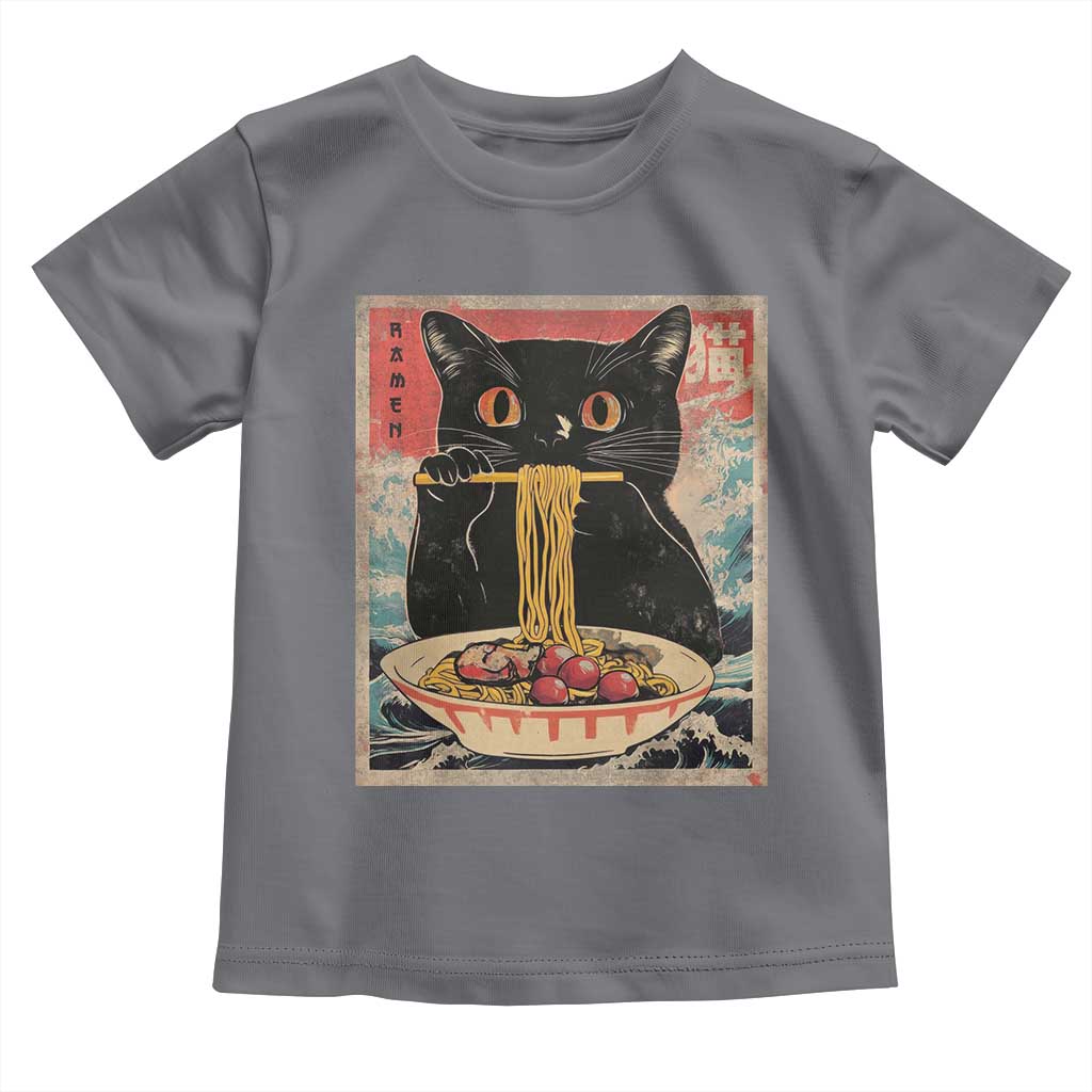 Japanese Ramen Toddler T Shirt Funny Graphic Tees Foodies Kawaii Cat Anime Gifts TS10 Charcoal Print Your Wear