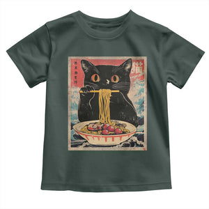 Japanese Ramen Toddler T Shirt Funny Graphic Tees Foodies Kawaii Cat Anime Gifts TS10 Dark Forest Green Print Your Wear