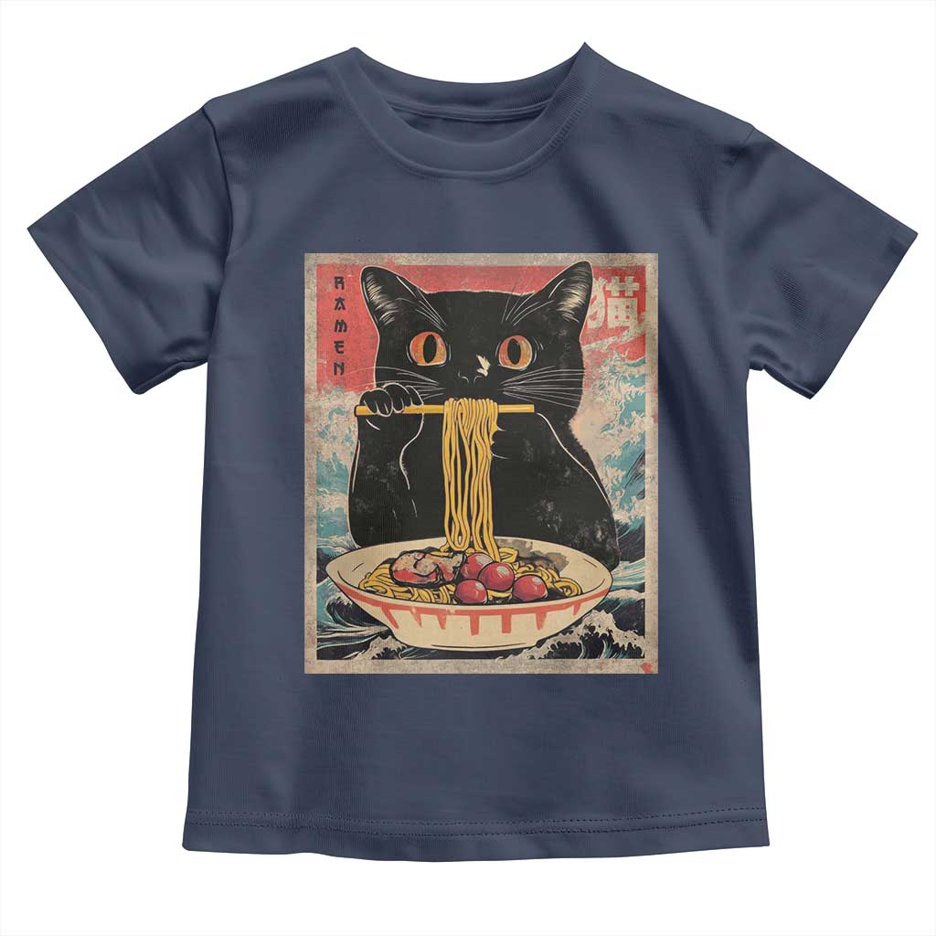 Japanese Ramen Toddler T Shirt Funny Graphic Tees Foodies Kawaii Cat Anime Gifts TS10 Navy Print Your Wear