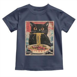 Japanese Ramen Toddler T Shirt Funny Graphic Tees Foodies Kawaii Cat Anime Gifts TS10 Navy Print Your Wear