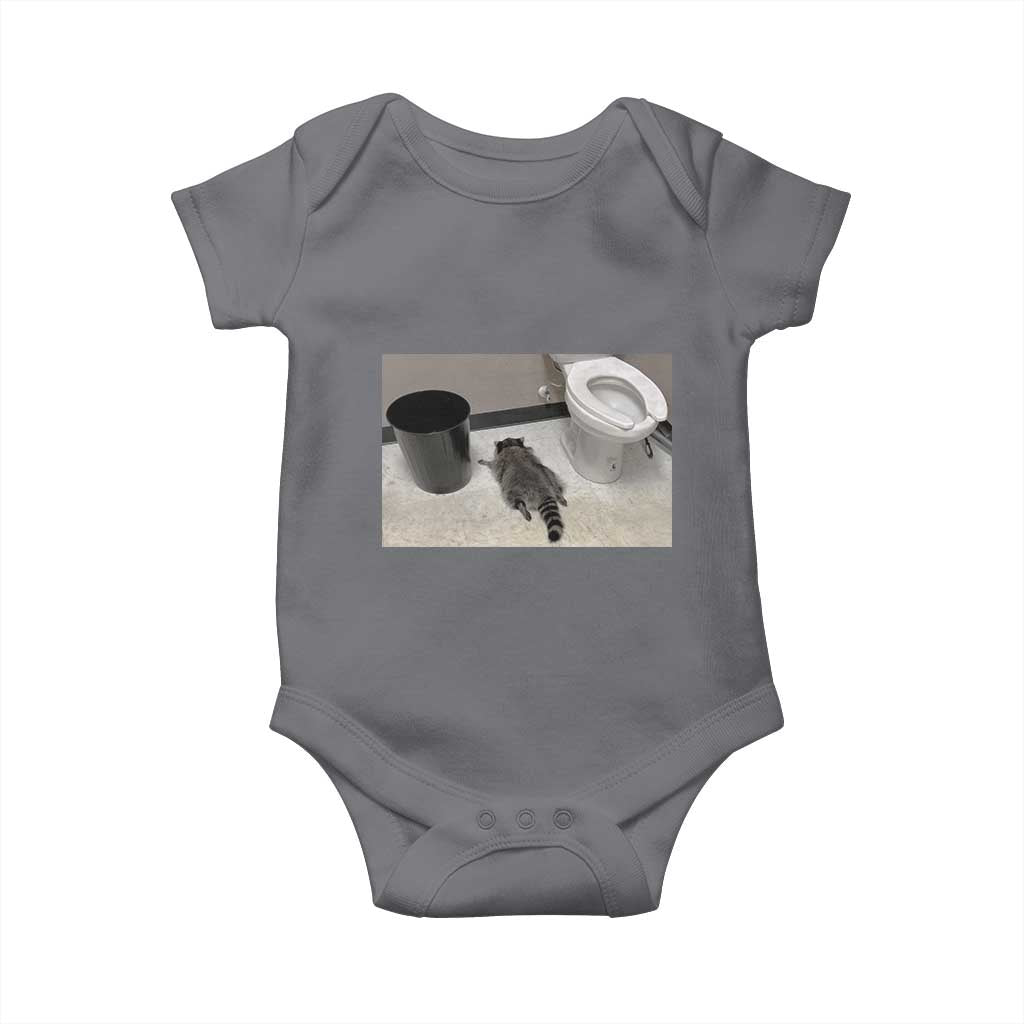 Funny Drunk Raccoon Baby Onesie Vintage Liquor Store Trash Panda Memes TS10 Charcoal Print Your Wear