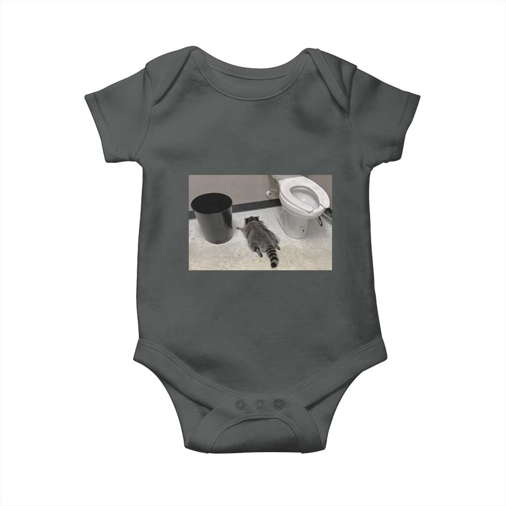 Funny Drunk Raccoon Baby Onesie Vintage Liquor Store Trash Panda Memes TS10 Dark Heather Print Your Wear