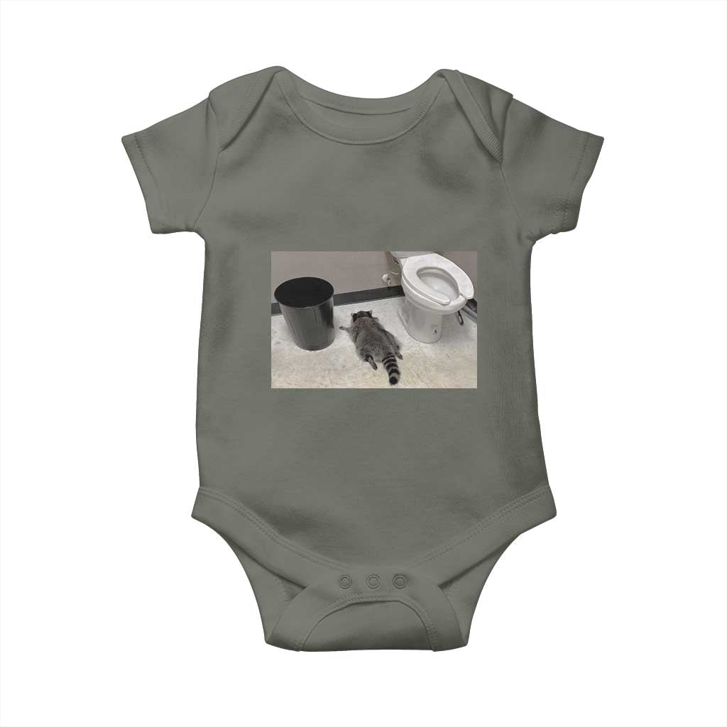 Funny Drunk Raccoon Baby Onesie Vintage Liquor Store Trash Panda Memes TS10 Military Green Print Your Wear