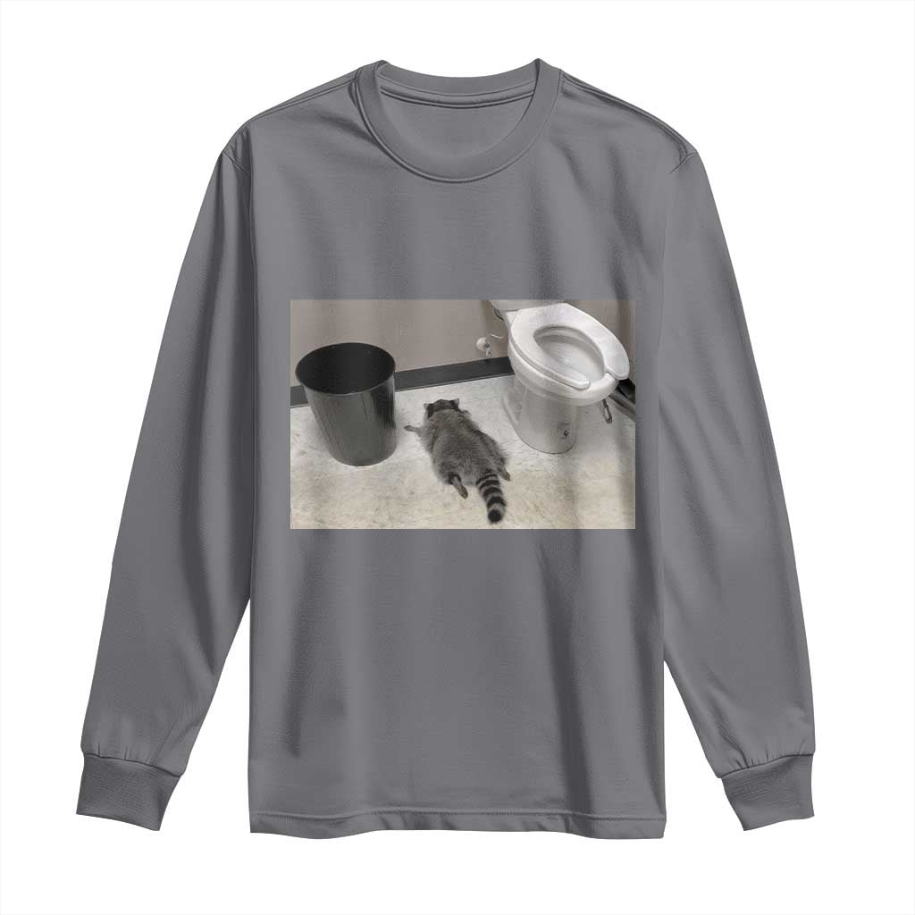 Funny Drunk Raccoon Long Sleeve Shirt Vintage Liquor Store Trash Panda Memes TS10 Charcoal Print Your Wear