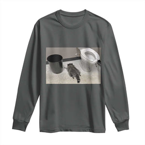 Funny Drunk Raccoon Long Sleeve Shirt Vintage Liquor Store Trash Panda Memes TS10 Dark Heather Print Your Wear