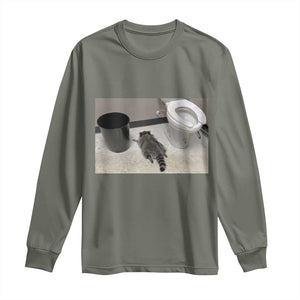 Funny Drunk Raccoon Long Sleeve Shirt Vintage Liquor Store Trash Panda Memes TS10 Military Green Print Your Wear