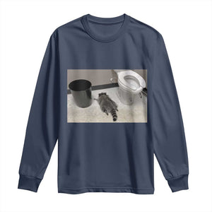 Funny Drunk Raccoon Long Sleeve Shirt Vintage Liquor Store Trash Panda Memes TS10 Navy Print Your Wear