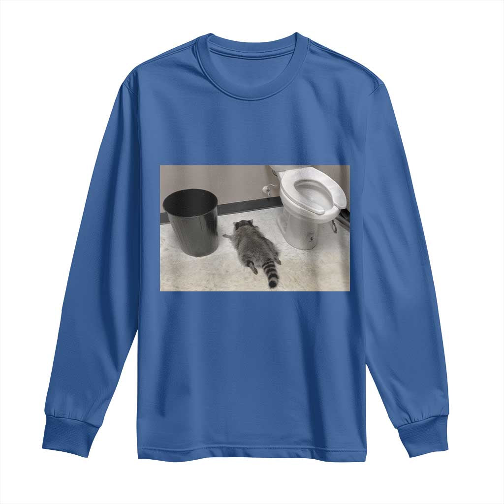 Funny Drunk Raccoon Long Sleeve Shirt Vintage Liquor Store Trash Panda Memes TS10 Royal Blue Print Your Wear