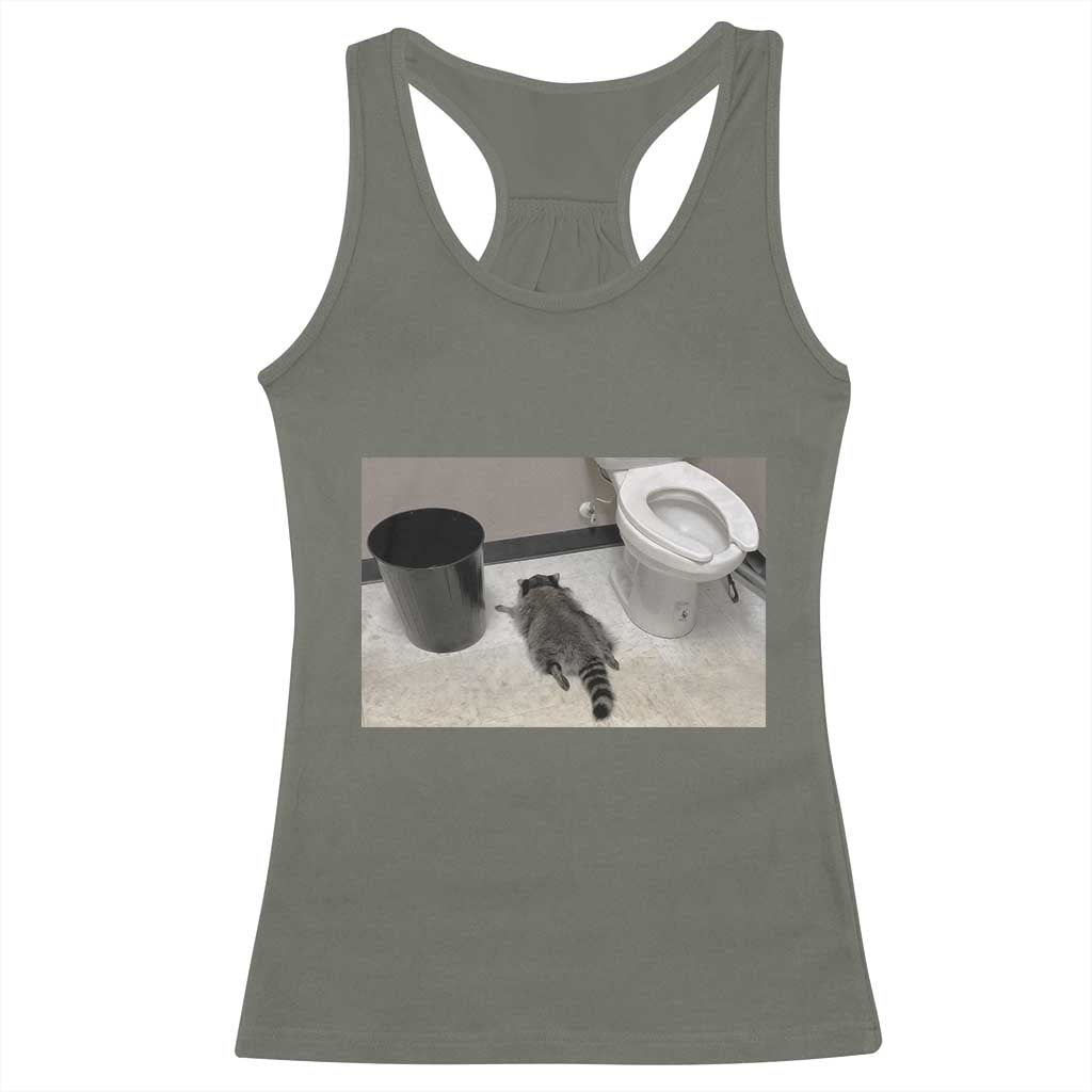 Funny Drunk Raccoon Racerback Tank Top Vintage Liquor Store Trash Panda Memes TS10 Military Green Print Your Wear