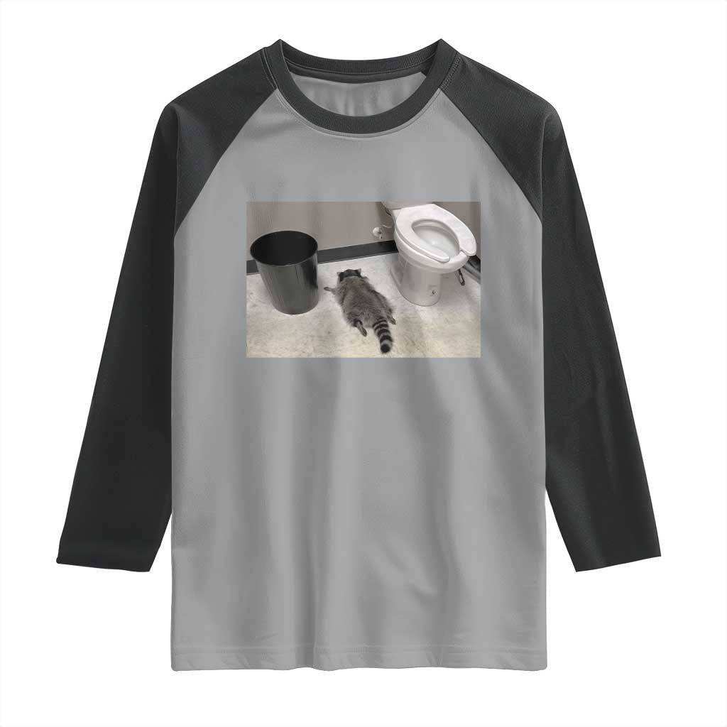 Funny Drunk Raccoon Raglan Shirt Vintage Liquor Store Trash Panda Memes TS10 Sport Gray Black Print Your Wear