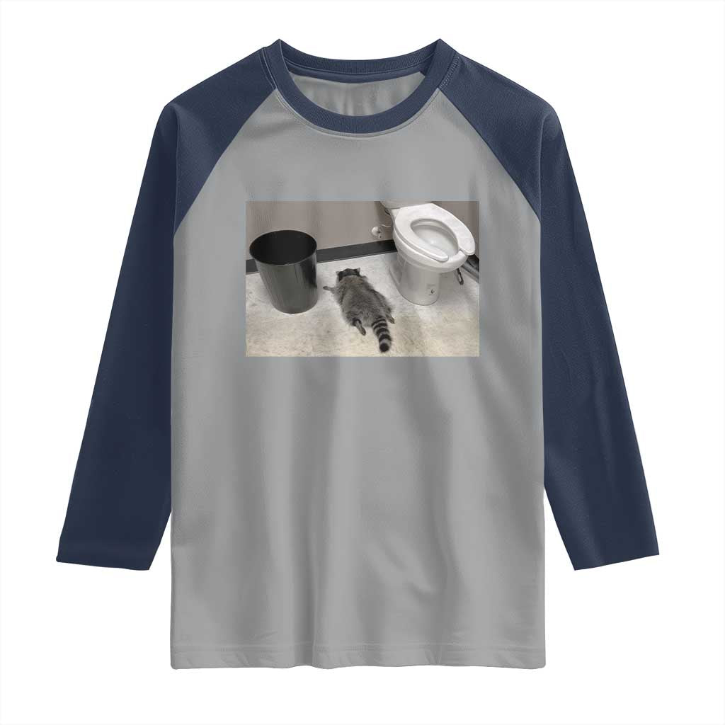 Funny Drunk Raccoon Raglan Shirt Vintage Liquor Store Trash Panda Memes TS10 Sport Gray Navy Print Your Wear