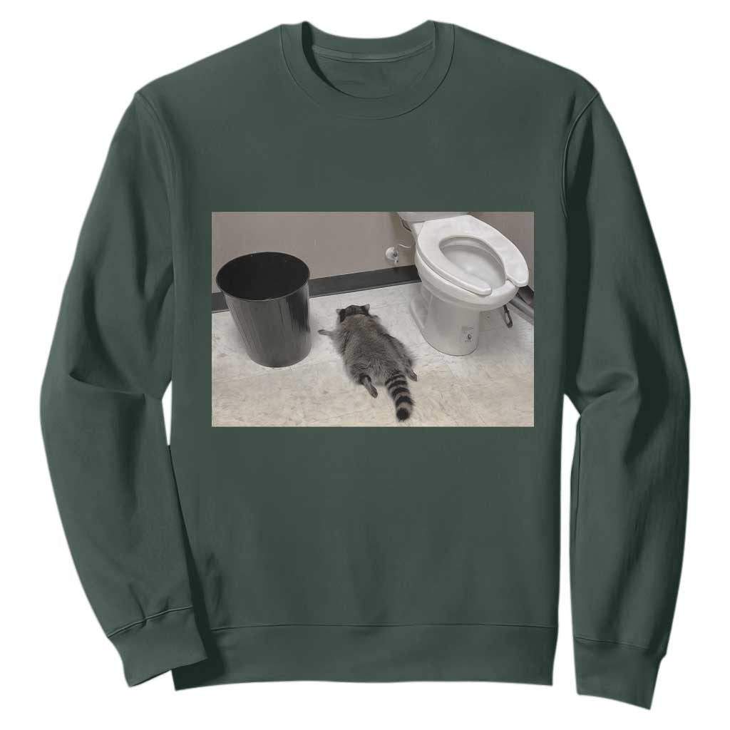 Funny Drunk Raccoon Sweatshirt Vintage Liquor Store Trash Panda Memes TS10 Dark Forest Green Print Your Wear