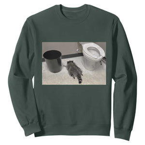 Funny Drunk Raccoon Sweatshirt Vintage Liquor Store Trash Panda Memes TS10 Dark Forest Green Print Your Wear