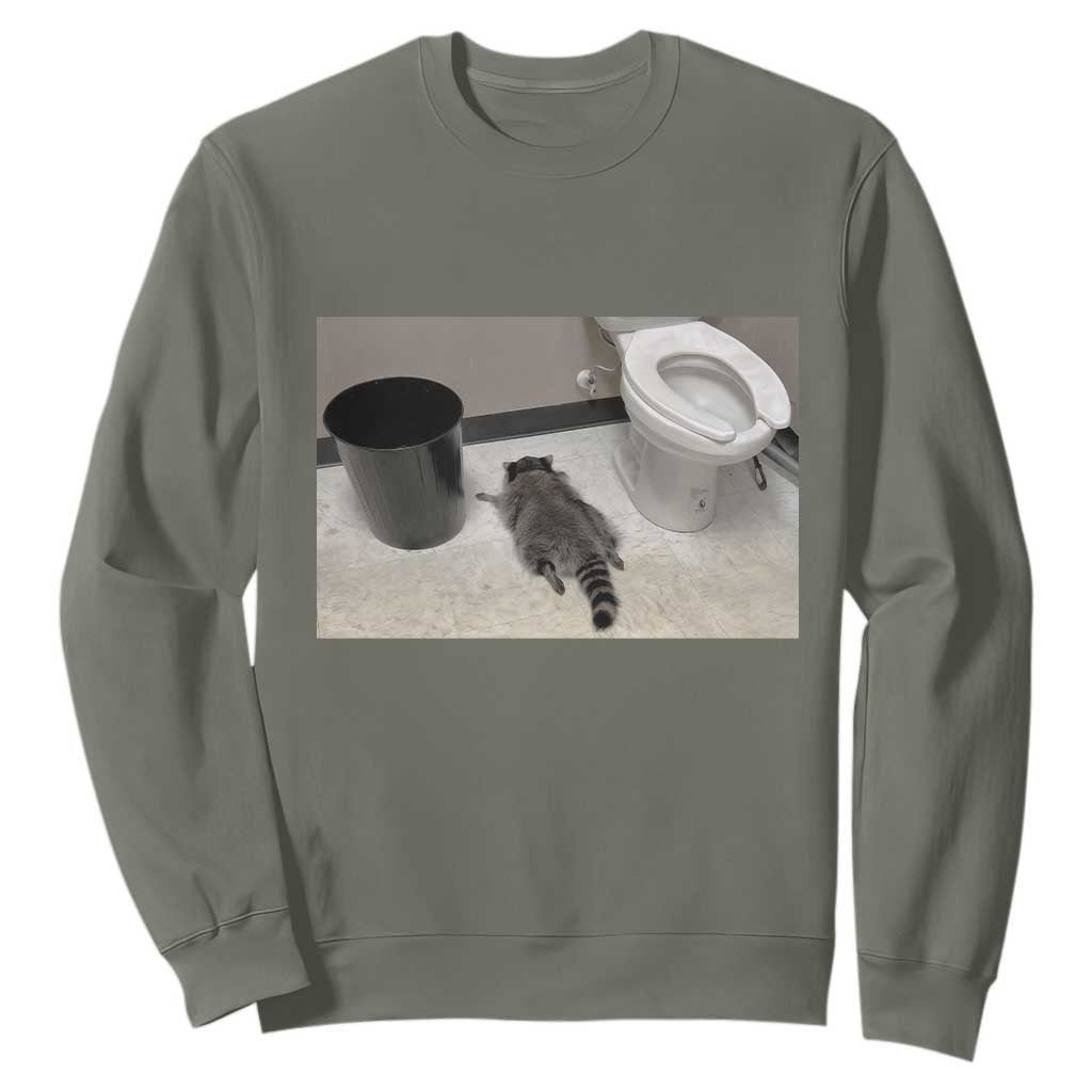 Funny Drunk Raccoon Sweatshirt Vintage Liquor Store Trash Panda Memes TS10 Military Green Print Your Wear
