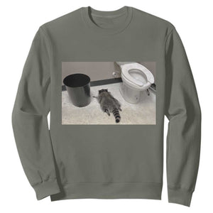 Funny Drunk Raccoon Sweatshirt Vintage Liquor Store Trash Panda Memes TS10 Military Green Print Your Wear
