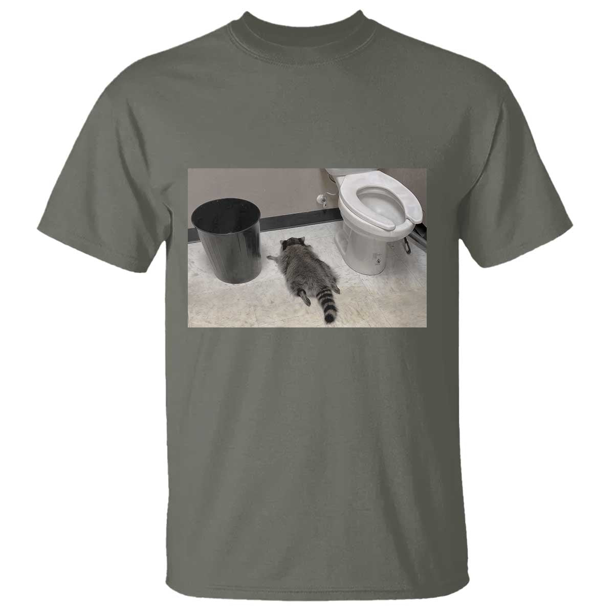 Funny Drunk Raccoon T Shirt Vintage Liquor Store Trash Panda Memes TS10 Military Green Print Your Wear