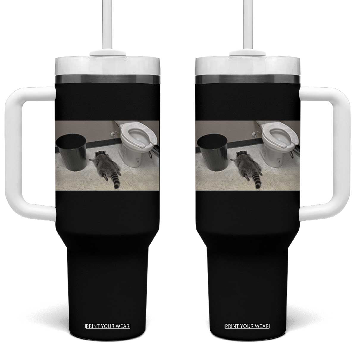 Funny Drunk Raccoon Tumbler With Handle Vintage Liquor Store Trash Panda Memes TS10 One Size: 40 oz Black Print Your Wear