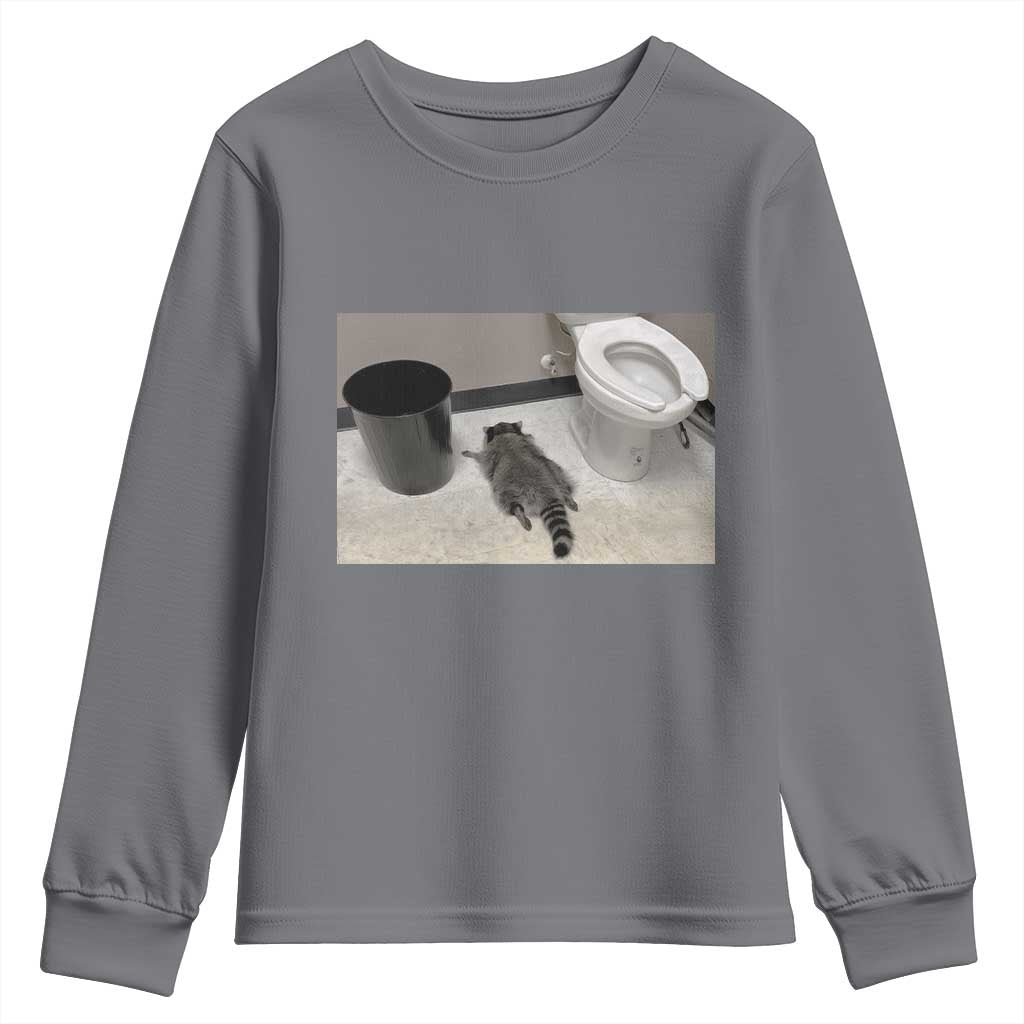 Funny Drunk Raccoon Youth Sweatshirt Vintage Liquor Store Trash Panda Memes TS10 Charcoal Print Your Wear