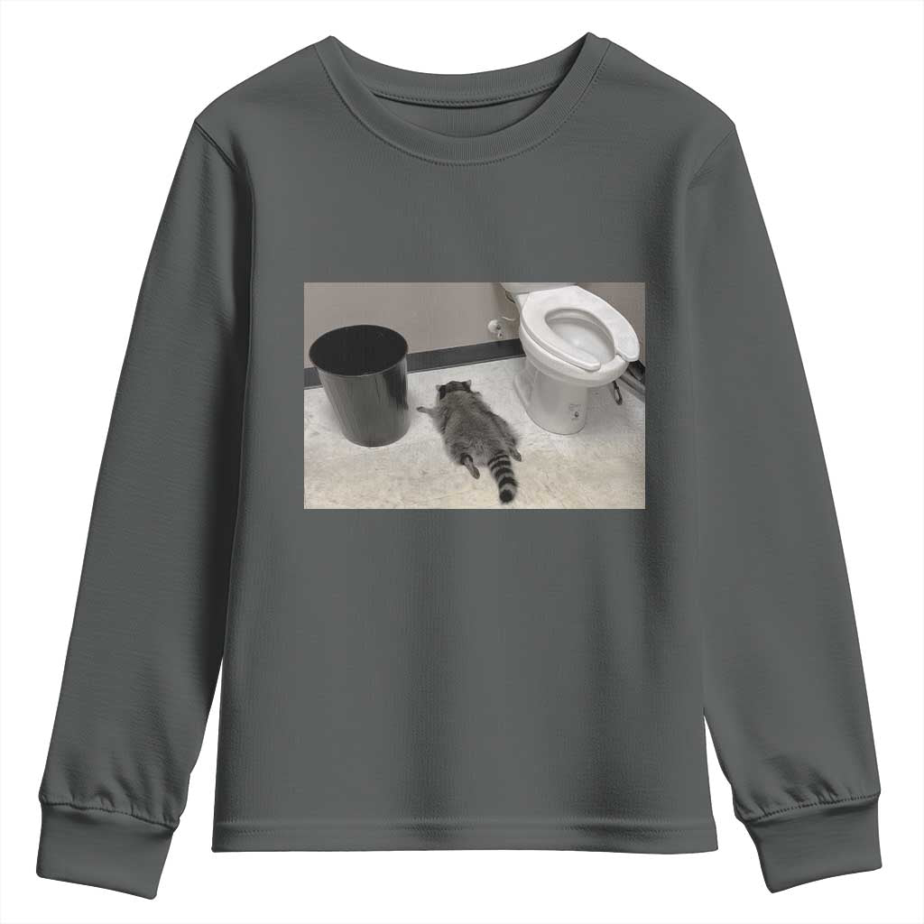 Funny Drunk Raccoon Youth Sweatshirt Vintage Liquor Store Trash Panda Memes TS10 Dark Heather Print Your Wear