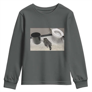 Funny Drunk Raccoon Youth Sweatshirt Vintage Liquor Store Trash Panda Memes TS10 Dark Heather Print Your Wear