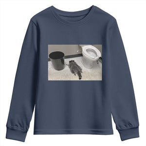 Funny Drunk Raccoon Youth Sweatshirt Vintage Liquor Store Trash Panda Memes TS10 Navy Print Your Wear