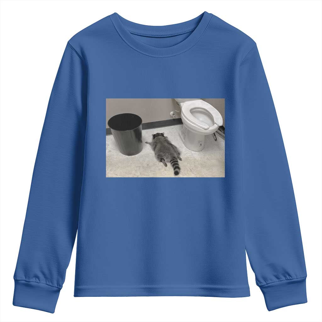 Funny Drunk Raccoon Youth Sweatshirt Vintage Liquor Store Trash Panda Memes TS10 Royal Blue Print Your Wear