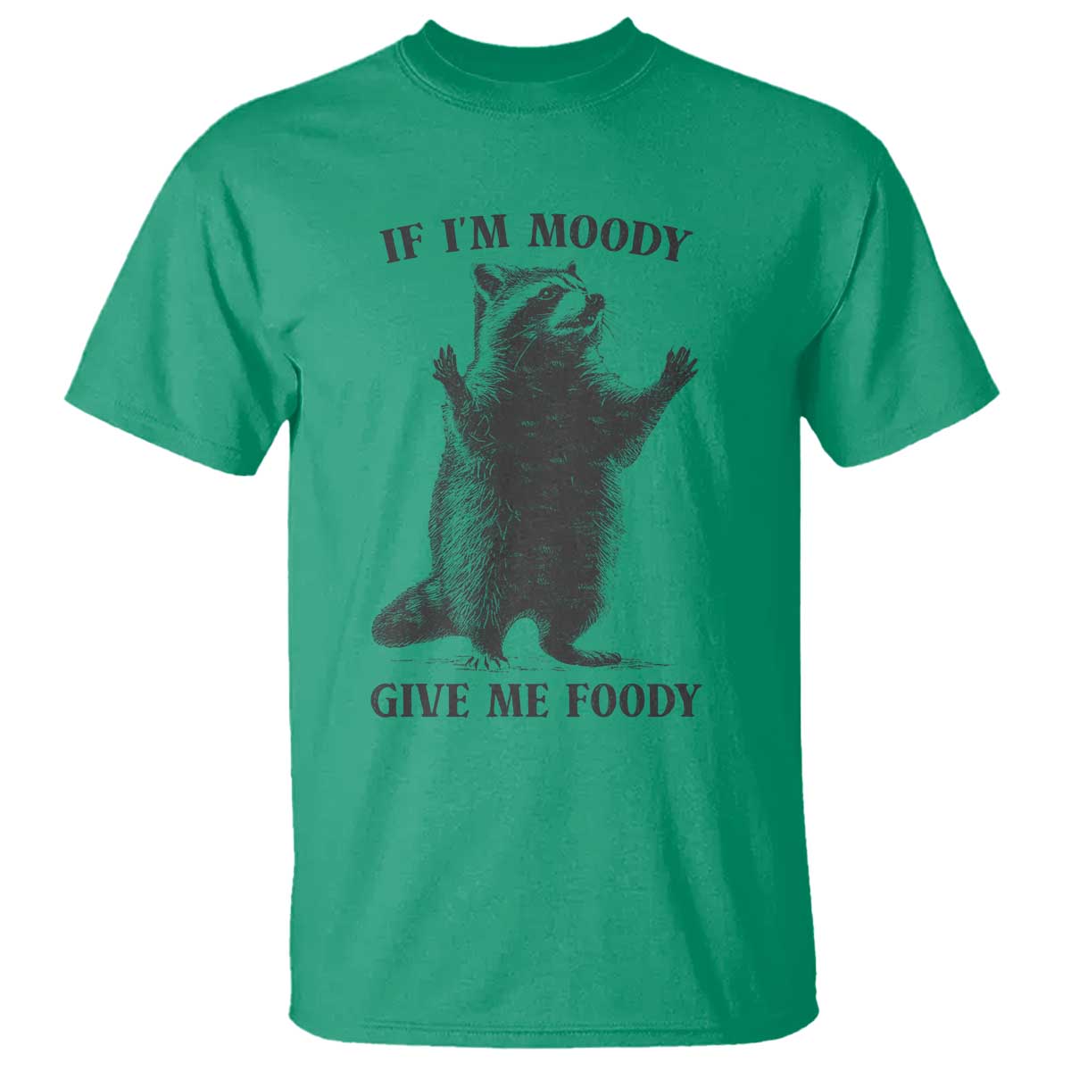 Raccoon Meme T Shirt If I'm Moody Give Me Foody Feral Gag Gift TS10 Irish Green Print Your Wear