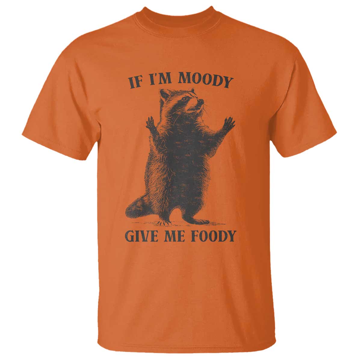 Raccoon Meme T Shirt If I'm Moody Give Me Foody Feral Gag Gift TS10 Orange Print Your Wear