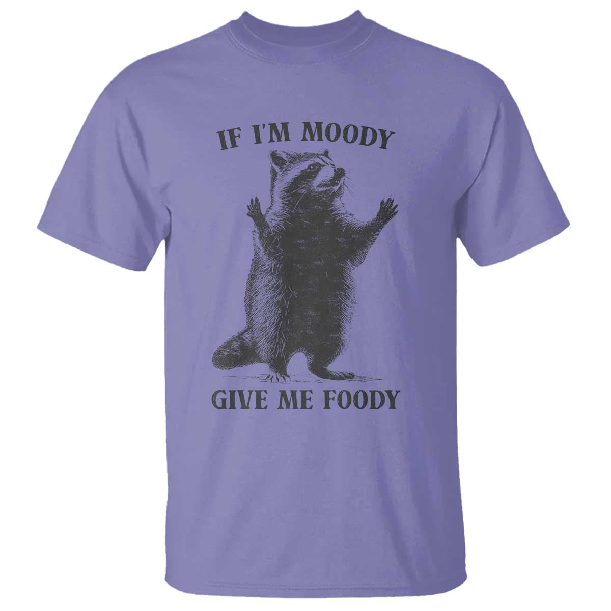 Raccoon Meme T Shirt If I'm Moody Give Me Foody Feral Gag Gift TS10 Violet Print Your Wear