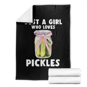 Just a Girl Who Loves Pickles Throw Blanket Pickle Jars with Coquette Bow TS10 Black Print Your Wear