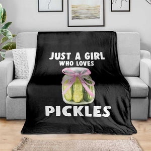 Just a Girl Who Loves Pickles Throw Blanket Pickle Jars with Coquette Bow TS10 Print Your Wear