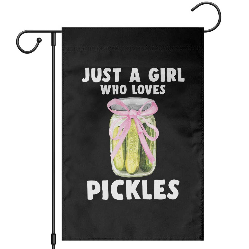 Just a Girl Who Loves Pickles Garden Flag Pickle Jars with Coquette Bow TS10 Black Print Your Wear